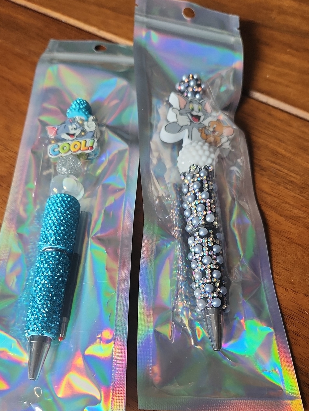 Tom & Jerry Rhinestone  Ballpoint Pen - Blue and Iridescent Sparkle